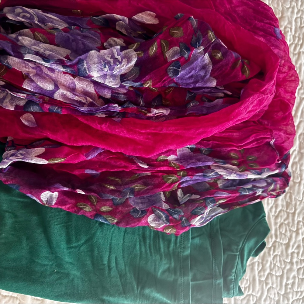 Zenana Outfitters Pink and Green Floral Tee